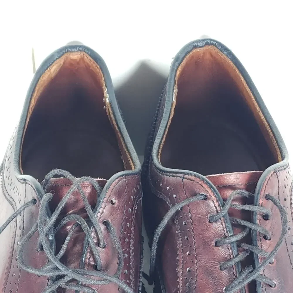 Allen Edmonds Mens McAllister US9,5C Burgandy Leather Wingtip Brogue Dress Shoes